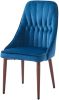 INO Design High Class Tall Back Arm Velvet Upholstered Chair with Metal Legs for Kitchen, Dining Room, Living Room (Blue, Single Chair)