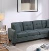 Living Room Furniture 2-PCS Sectional Sofa Set LAF Sofa And RAF Chaise Ash Black Color Tweeted-Like Velvet Tufted Couch Nailheads