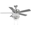 52 Inch Crystal Ceiling Fan Lamp w/ 5 Reversible Blades