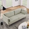 Modern Sofa 3-Seat Couch with Stainless Steel Trim and Metal Legs for Living Room, Linen Beige