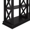 TREXM Console Table with 3-Tier Open Storage Spaces and "X" Legs, Narrow Sofa Entry Table for Living Room, Entryway and Hallway (Black)