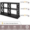 TREXM Console Table with 3-Tier Open Storage Spaces and "X" Legs, Narrow Sofa Entry Table for Living Room, Entryway and Hallway (Black)