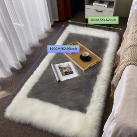 1pc, Soft and Fluffy Sheepskin Rug for Bedroom and Living Room - Non-Slip and Machine Washable Carpet for Dormitory and Room Decor (Color: Light White+Grey)