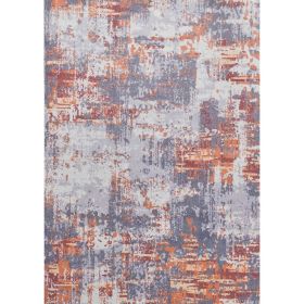 Zara Abstract Design Machine Washable Grey Brown and Rust Area Rug (Color: as Pic)