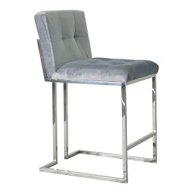 Silver and Gray Dining Chair Bar Stool for Kitchen (Color: as Pic)