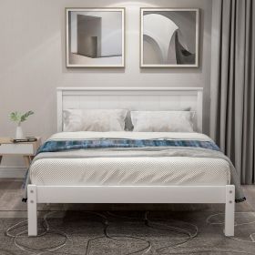 Platform Bed Frame with Headboard , Wood Slat Support , No Box Spring Needed ,Twin (Color: White)