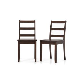 Set of 2 Modern Kitchen Dining Chairs with Solid Rubber Wood Structure (Color: brown)