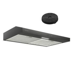 Stainless Steel Under Cabinet Range Hood Vent Cooking 230 CFM Kitchen 3 Speed cooker hood (Width: black 30-inch)