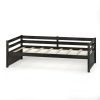 Twin Size Trundle Platform Bed Frame with  Wooden Slat Support