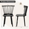 Windsor Dining Chairs Set of 2 Rubber Wood Kitchen Chairs with Spindle Back