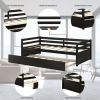 Twin Size Trundle Platform Bed Frame with  Wooden Slat Support