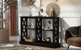 Console Table with 3-Tier Open Storage Spaces and 'X' Legs, Narrow Sofa Entry Table for Living Room, Entryway and Hallway